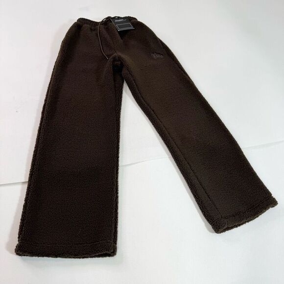 Kin. Apparal Sweatpants Womens Small Chocolate Brown New Sherpa Lounge Wide Leg - Picture 1 of 10